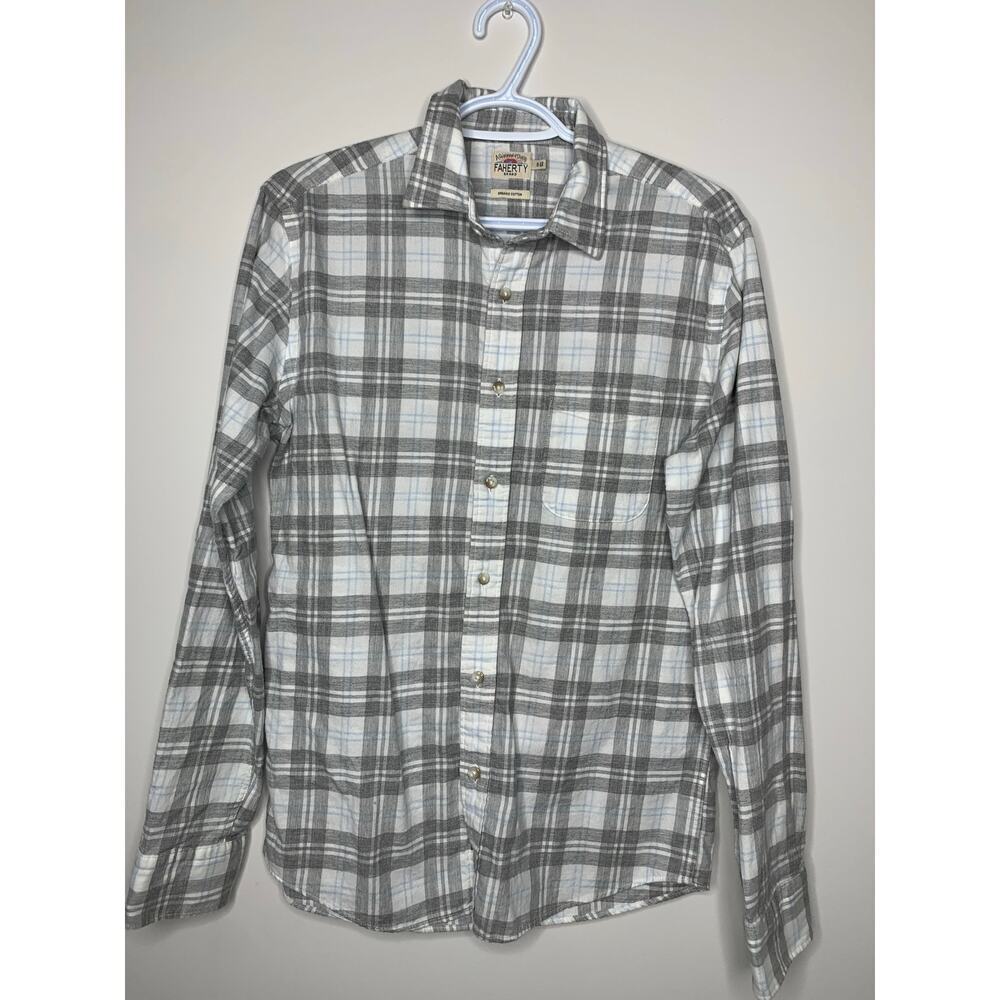 Faherty 100% Organic Cotton Plaid Checked Button Down Top